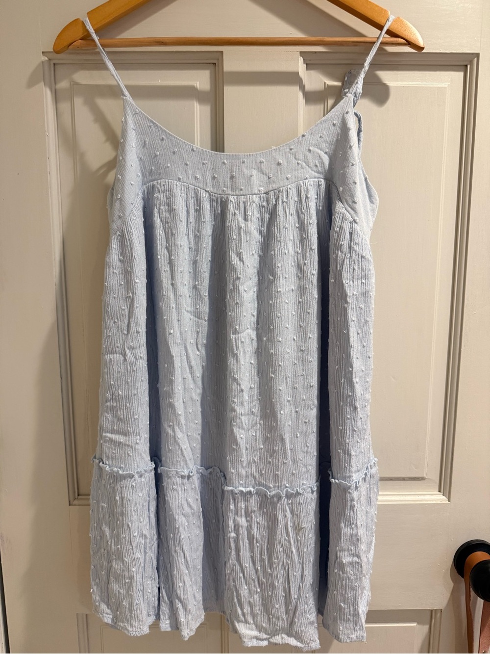Light Blue Spotted Tiered Sundress